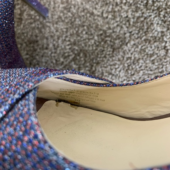 GUESS Isila Peep Toe Platform Pumps Purple Glitter Size 8 - Picture 14 of 16